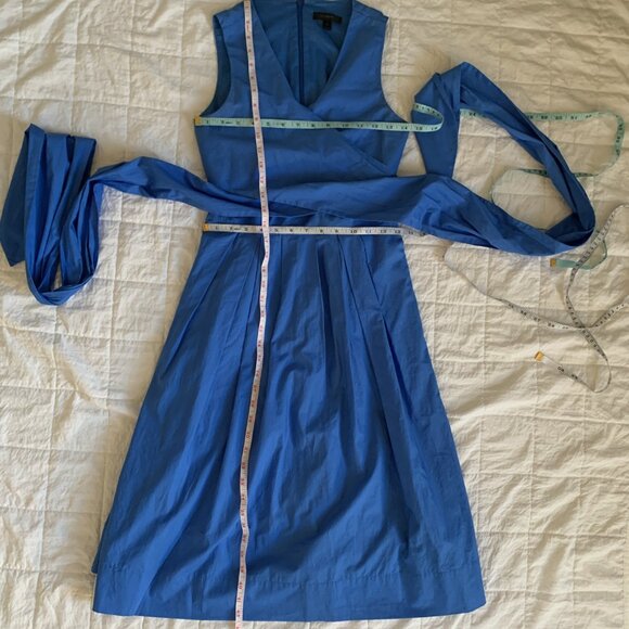 J.Crew Blue Cotton Poplin Wrap Dress Size 0 - Picture 10 of 10